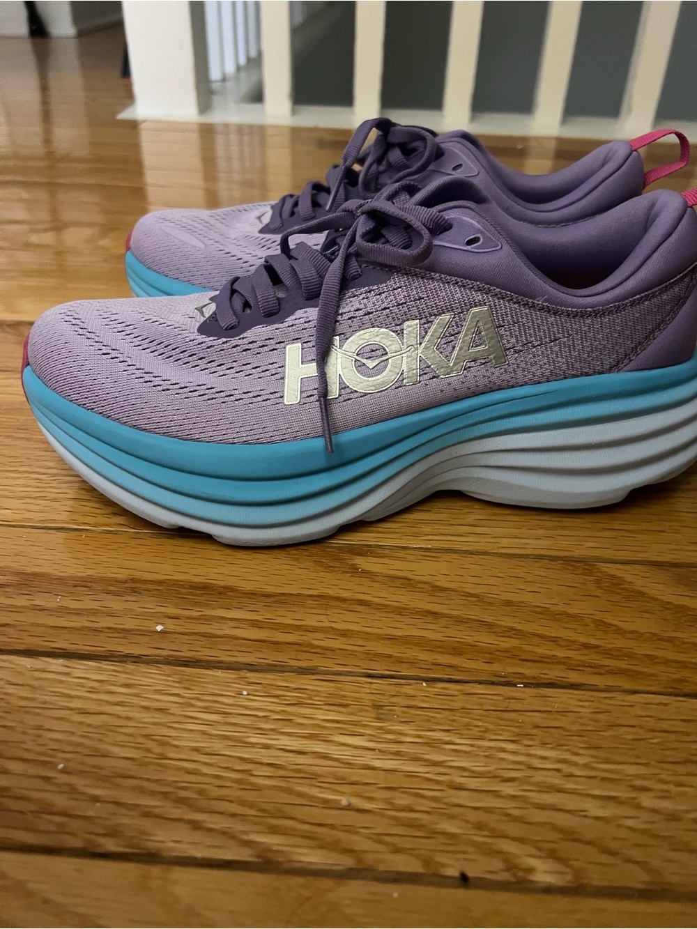 Hoka Bondi 8 Women's Lavender and Teal Running Shoes
